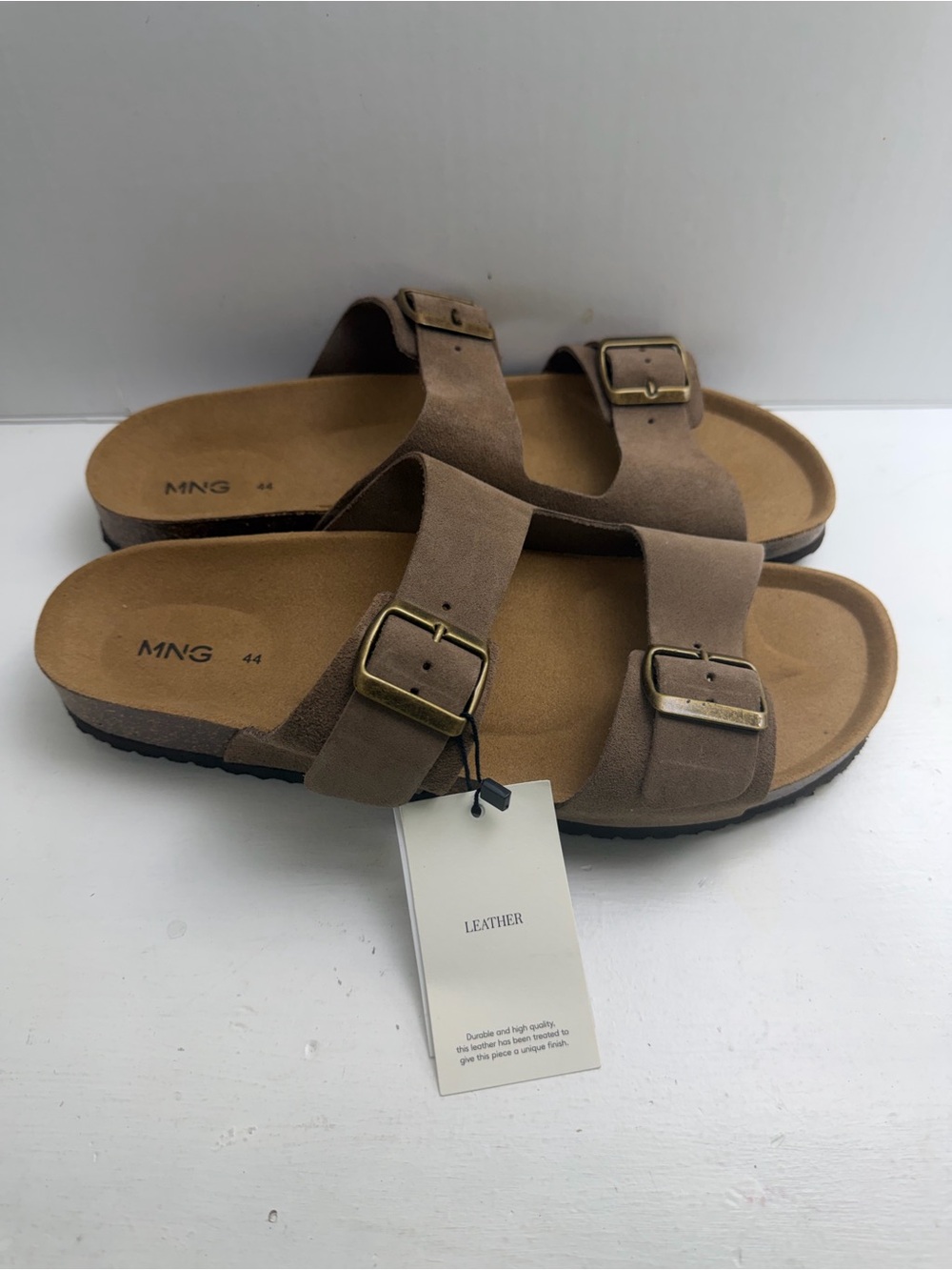 MANGO Man Leather Double Buckle Sandals EU 44 NWT